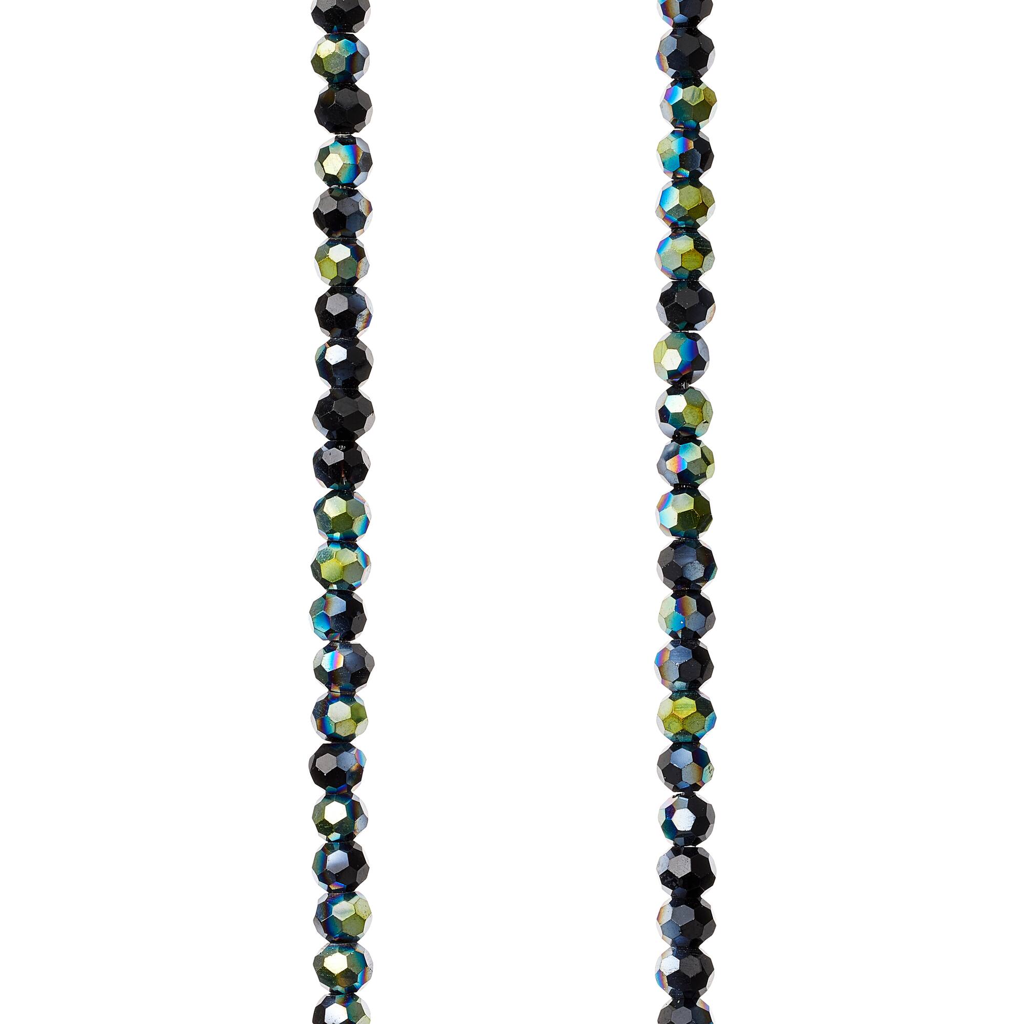 Black Small Glass Faceted Round Beads, 2mm by Bead Landing™